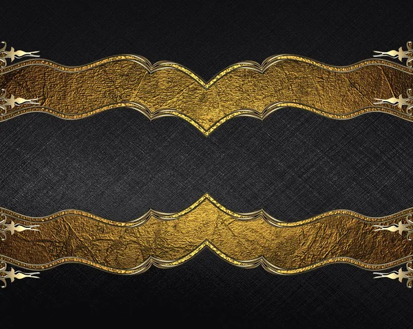 Black texture with gold ornaments. Element for design. Template for design. copy space for ad brochure or announcement invitation, abstract background. — Stock Photo, Image