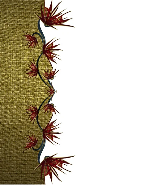 Gold frame with red flowers. Element for design. Template for design. copy space for ad brochure or announcement invitation, abstract background. — Stock Photo, Image