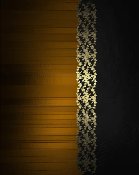 Brown and black background with gold lace. Element for design. Template for design. copy space for ad brochure or announcement invitation, abstract background. — Stock fotografie