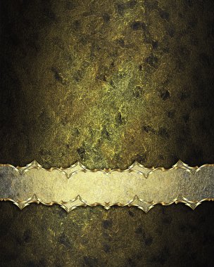 Deep gold structure with decoration of ribbon shabby. Element for design. Template for design. copy space for ad brochure or announcement invitation, abstract background.