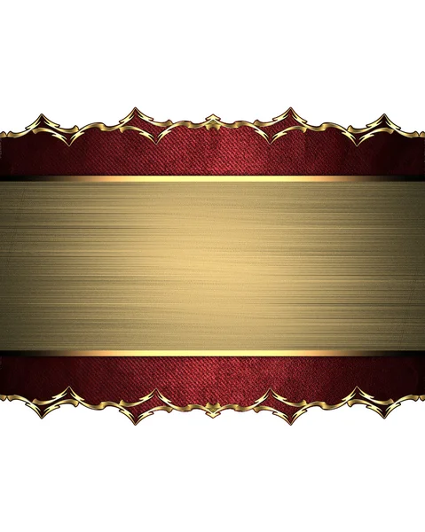 Placa amarela emoldurada por uma caixa vermelha com um ornamento dourado. Elemento para design. Modelo para design. espaço de cópia para anúncio brochura ou anúncio convite, fundo abstrato . — Fotografia de Stock