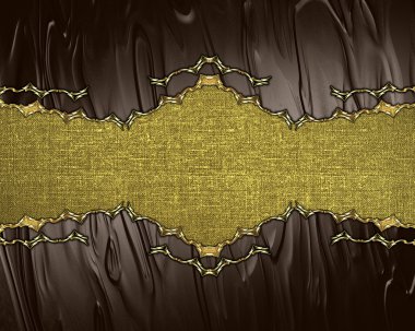 Gold nameplate on a brown background. Element for design. Template for design. copy space for ad brochure or announcement invitation, abstract background.