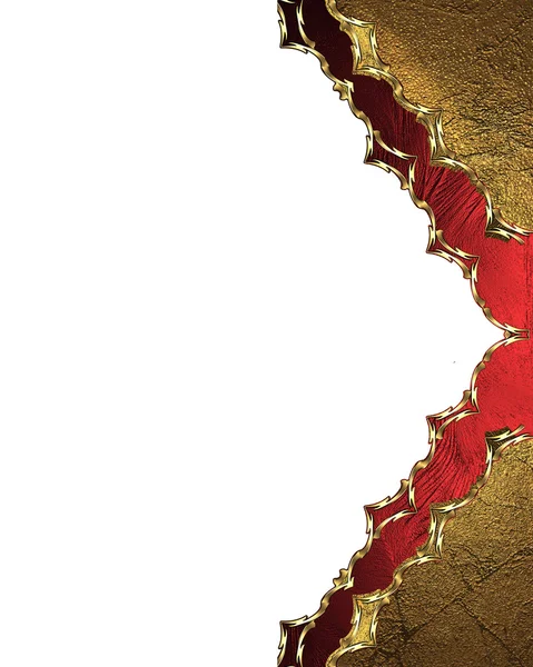 Goldener Rahmen mit rotem Ornament. Element für Design. Vorlage für Design. Kopierraum für Werbebroschüre oder Ausschreibung, abstrakter Hintergrund. — Stockfoto
