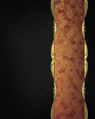 Black elegant background with red ribbon. Element for design. Template for design. copy space for ad brochure or announcement invitation, abstract background.