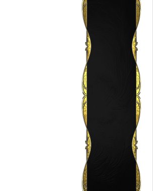 Black ribbon with gold ornaments. Element for design. Template for design. copy space for ad brochure or announcement invitation, abstract background.