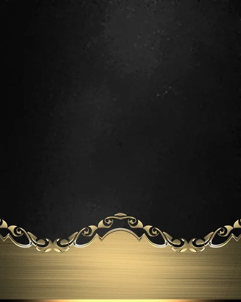 Grunge-Gold-Namensschild mit Goldrand auf schwarzer Textur. Element für Design. Vorlage für Design. Kopierraum für Werbebroschüre oder Ausschreibung, abstrakter Hintergrund. — Stockfoto