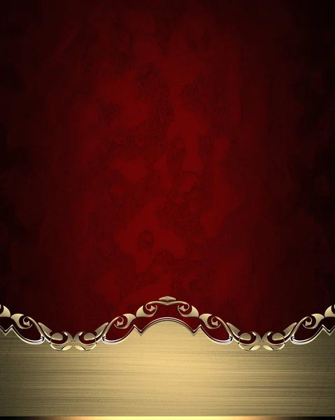 Grunge gold nameplate with gold edges on red texture. Element for design. Template for design. copy space for ad brochure or announcement invitation, abstract background. — 图库照片