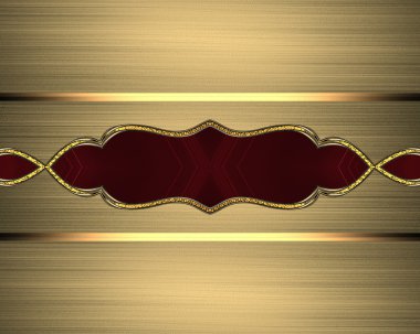 Gold plate with a red pattern. Element for design. Template for design. copy space for ad brochure or announcement invitation, abstract background.