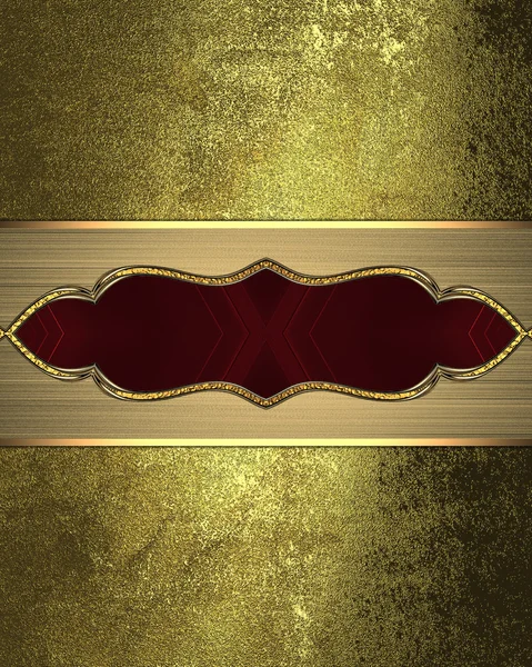 Gold plate with a red pattern on grunge background. Element for design. Template for design. copy space for ad brochure or announcement invitation, abstract background. — 图库照片