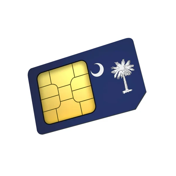 Mobiele Telefoon Sim Card Chip Met Vlag Van South Carolina — Stockfoto