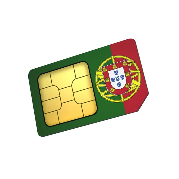 Chip Tarjeta Sim Teléfono Móvil Con Bandera Portugal Aislado Sobre —  Fotos de Stock