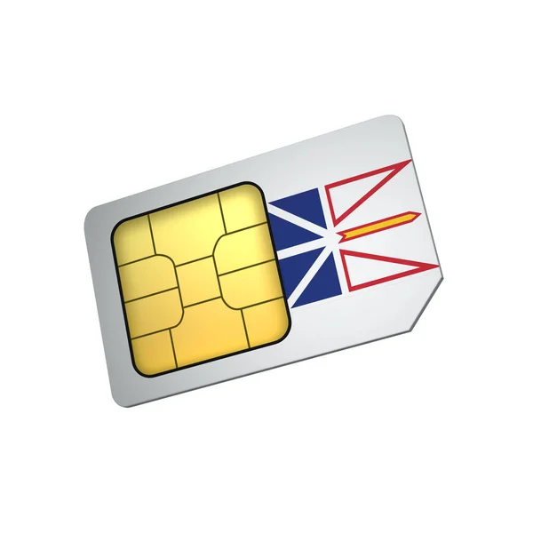 Карткова Мікросхема Мобільних Телефонів Прапором Ньюфаундленду Ізольованим Білому Тлі Рендеринг — стокове фото