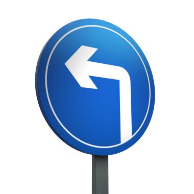 Beyaz Arkaplan Üzerinde Sola Dönüş İşaretinin 3 Boyutlu Hazırlaması