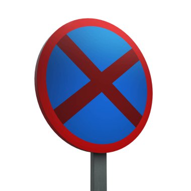 Beyaz Arkaplan Üzerine Durmayan Trafik İşaretinin 3 Boyutlu Hazırlaması