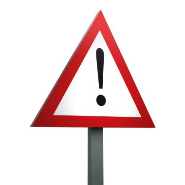 Trafik İşaretinin 3 boyutlu oluşturulması Beyaz Arkaplan üzerindeki tehlikenin doğasını gösterir