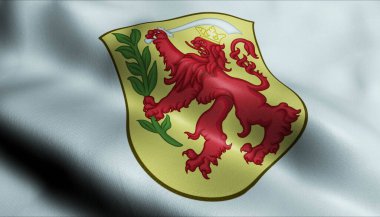Fredericia 'nın sallanan Danimarka şehir bayrağının 3D görüntüsü