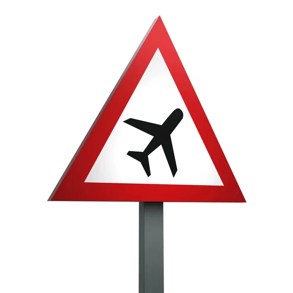 Render Traffic Sign Von Tieffliegern Oder Plötzlichem Fluglärm Über Weißem — Stockfoto