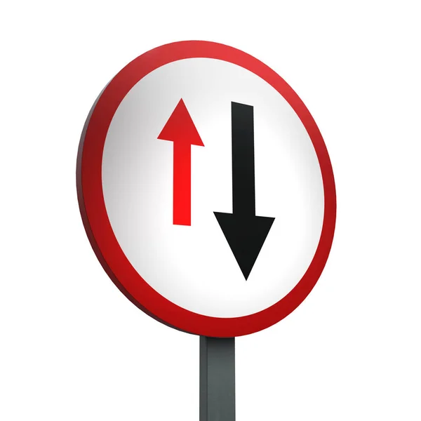 Render Traffic Sign Dare Priorità Veicoli Dalla Direzione Opposta Rispetto — Foto Stock