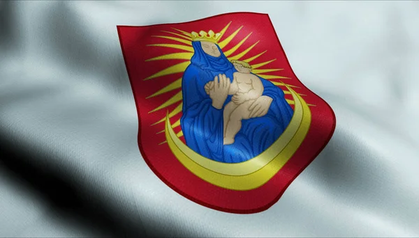 Ilustracja Machającej Flagi Miasta Dania Saeby — Zdjęcie stockowe