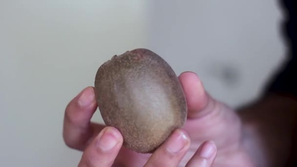 Mann Überprüft Die Qualität Von Kiwi Früchten — Stockvideo