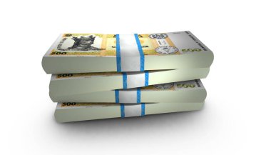 500 Moldova Lei banknotunun 3D illüstrasyonu arkaplanı diziyor