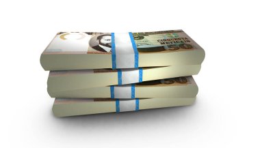 Meksika 'nın 3D illüstrasyonu 200 peso fatura arka planda