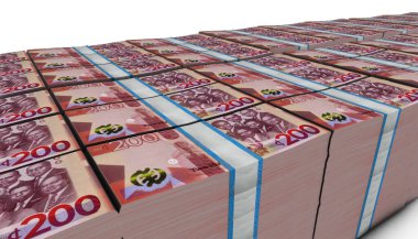 Gana 'nın 3D illüstrasyonu 200 Cedis fatura dizme arkaplanı