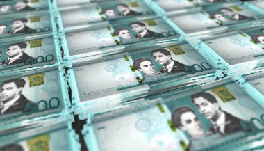 Dominik Cumhuriyeti 'nin 3D illüstrasyonu. 500 peso fatura arka planda.