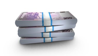 Kongo Demokratik Cumhuriyeti 'nin 3D illüstrasyonu 200 Frank' lık yasa tasarısı arka planda