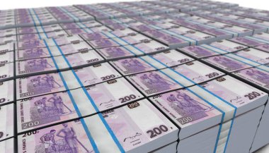 Kongo Demokratik Cumhuriyeti 'nin 3D illüstrasyonu 200 Frank' lık yasa tasarısı arka planda