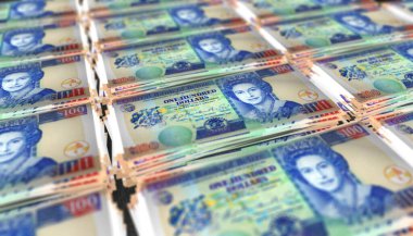 Belize 100 Dolarlık banknotlarının 3 boyutlu çizimi arkaplanı dizer