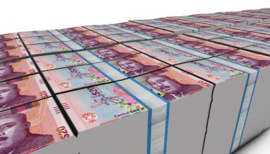 Bahamalar 'ın 3 boyutlu resimleri 20 dolarlık banknotlar arka planda