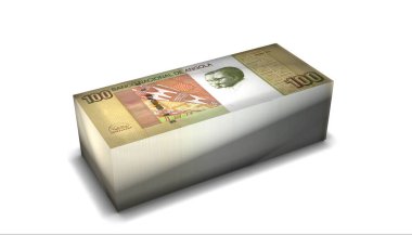 Angola 'nın 3 boyutlu çizimi. 100 Kwanza fatura arkaplanı