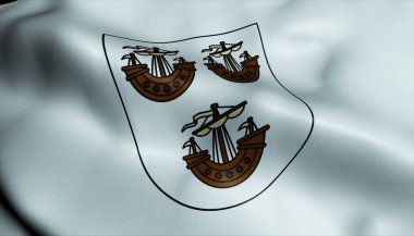 Ennis 'in dalgalı İrlanda şehir bayrağının 3D görüntüsü