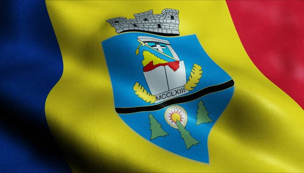 Illustration Vinka Rumänien Stad Flagga Beius — Stockfoto