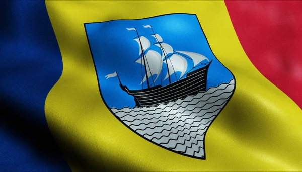 Illustration Viftande Rumäniens Länsflagga Braila — Stockfoto