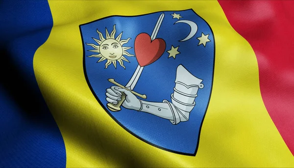 Illustrazione Una Bandiera Sventolante Della Romania County Covasna — Foto Stock