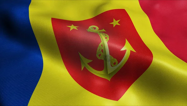 Ilustrace Vlnící Rumunské Župní Vlajky Galati — Stock fotografie