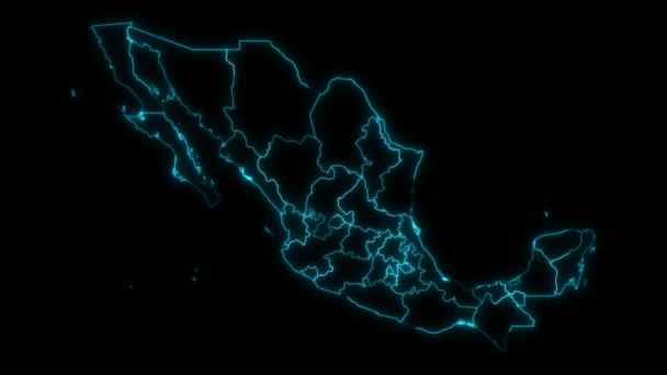 Κινούμενο Σχέδιο Χάρτη Του Μεξικού Κράτη — Αρχείο Βίντεο