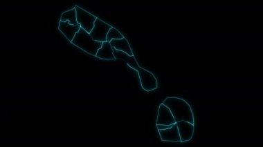 Saint Kitts ve Nevis 'in animasyon haritası. Siyah arka planda cemaatler var.