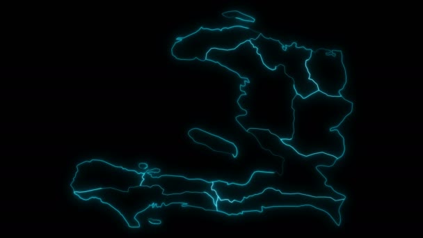 アニメーション概要黒を背景にした部門とハイチの地図 — ストック動画
