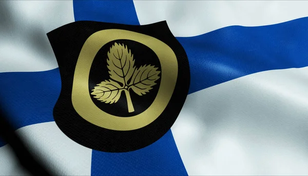Illustration Waving Finland City Flag Suonenjoki — Stock Photo, Image