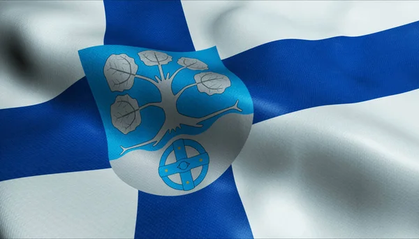 Finlandiya Haapavesi Bayrağı Dalgalanırken Görüntü — Stok fotoğraf