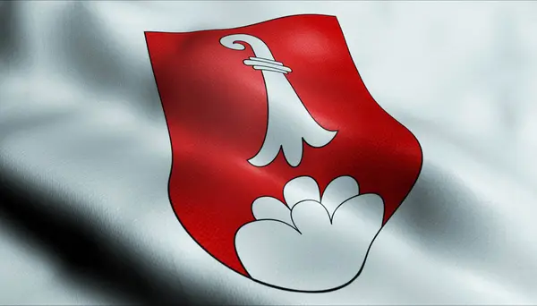 Ilustração Uma Bandeira Ondulada Região Suíça Delemont — Fotografia de Stock