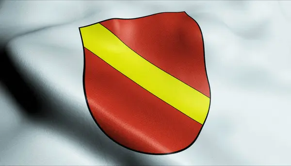 Beromunsterの手を振るスイス地域旗の3Dイラスト — ストック写真