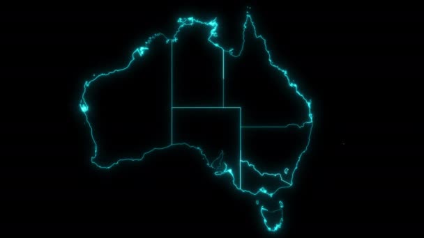 Abd Bölgelerle Avustralya Nın Animasyon Çizgisi Haritası — Stok video