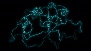 Kantonlarla İsviçre 'nin Animasyon Çizgisi Haritası