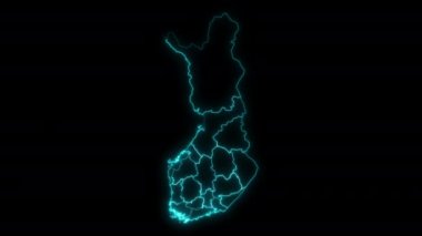 Bölgelerle birlikte Finlandiya 'nın Canlandırılmış Taslak Haritası