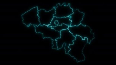 Eyaletlerle Belçika 'nın Canlandırılmış Taslak Haritası