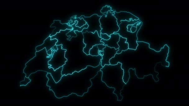 アニメ概要 カントンとスイスの地図 — ストック動画
